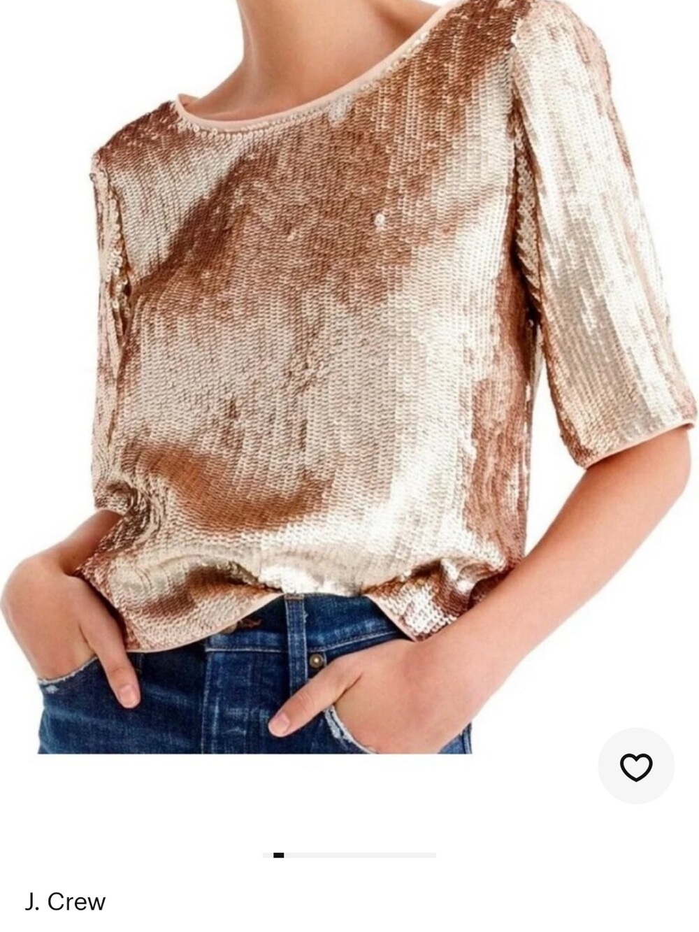 J. Crew Rose Gold Sequin Short Sleeve Blouse